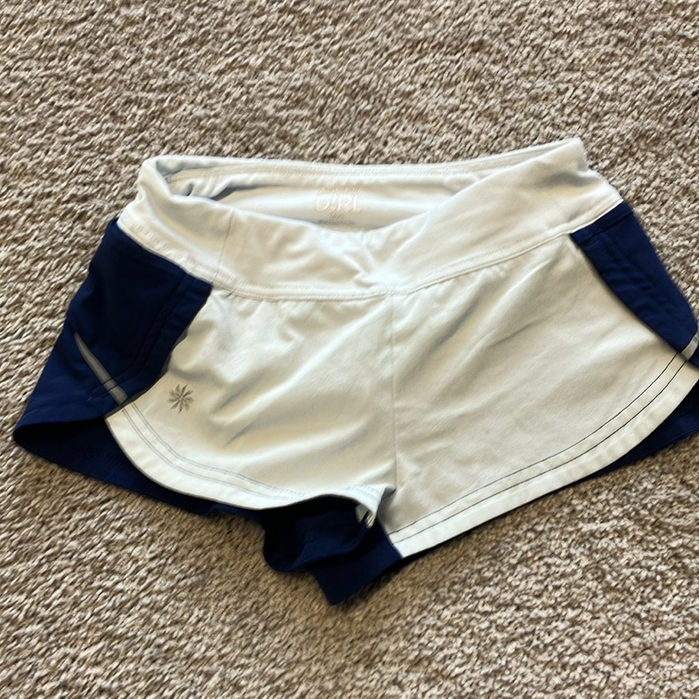 Athleta girls shorts light blue/navy blue